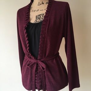 East 5th Petites Wine Cardigan w built in Cami, PL